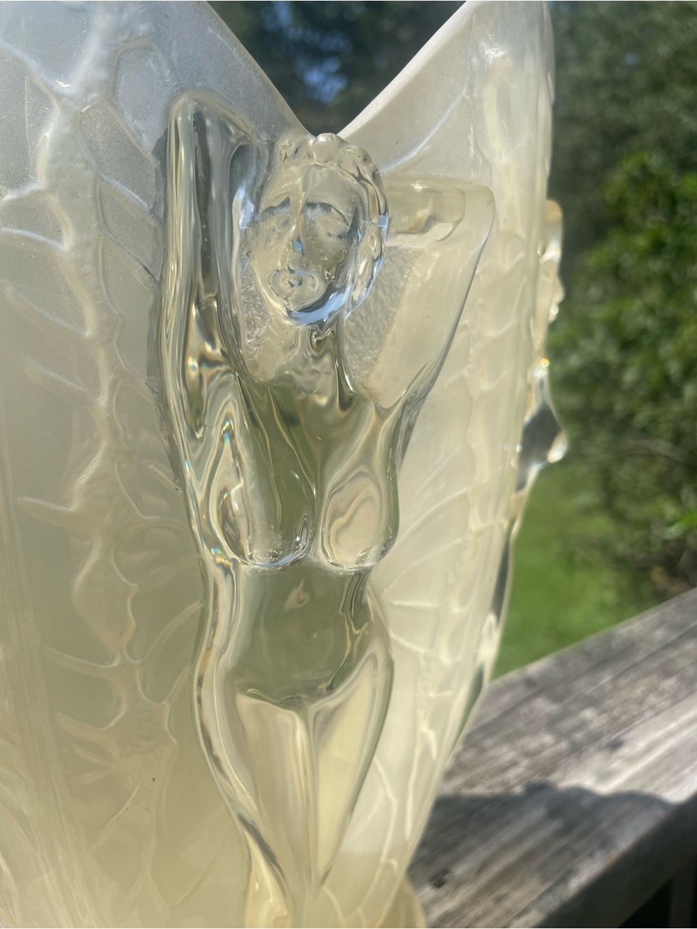 Vintage Art Deco revival Lucite vase 11.5” tall by 8.5” diameter